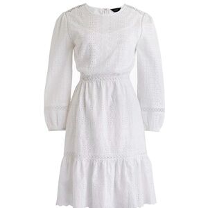 J. Crew White Long Sleeve Eyelet Dress